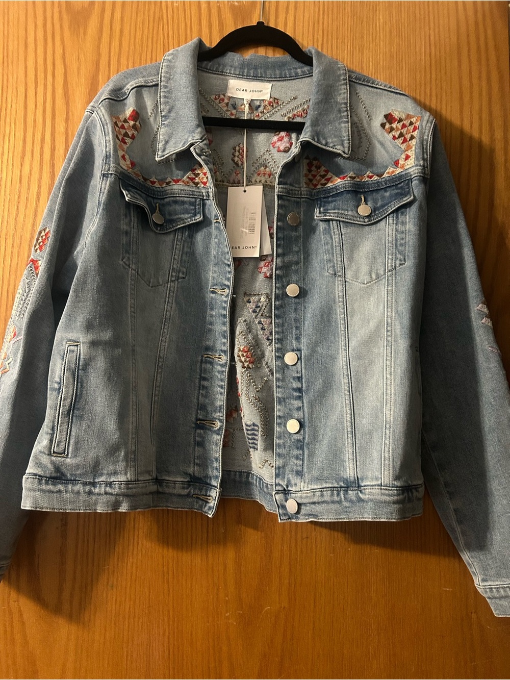 DEAR JOHN: Light Blue Embroidered Denim Jacket - Women's